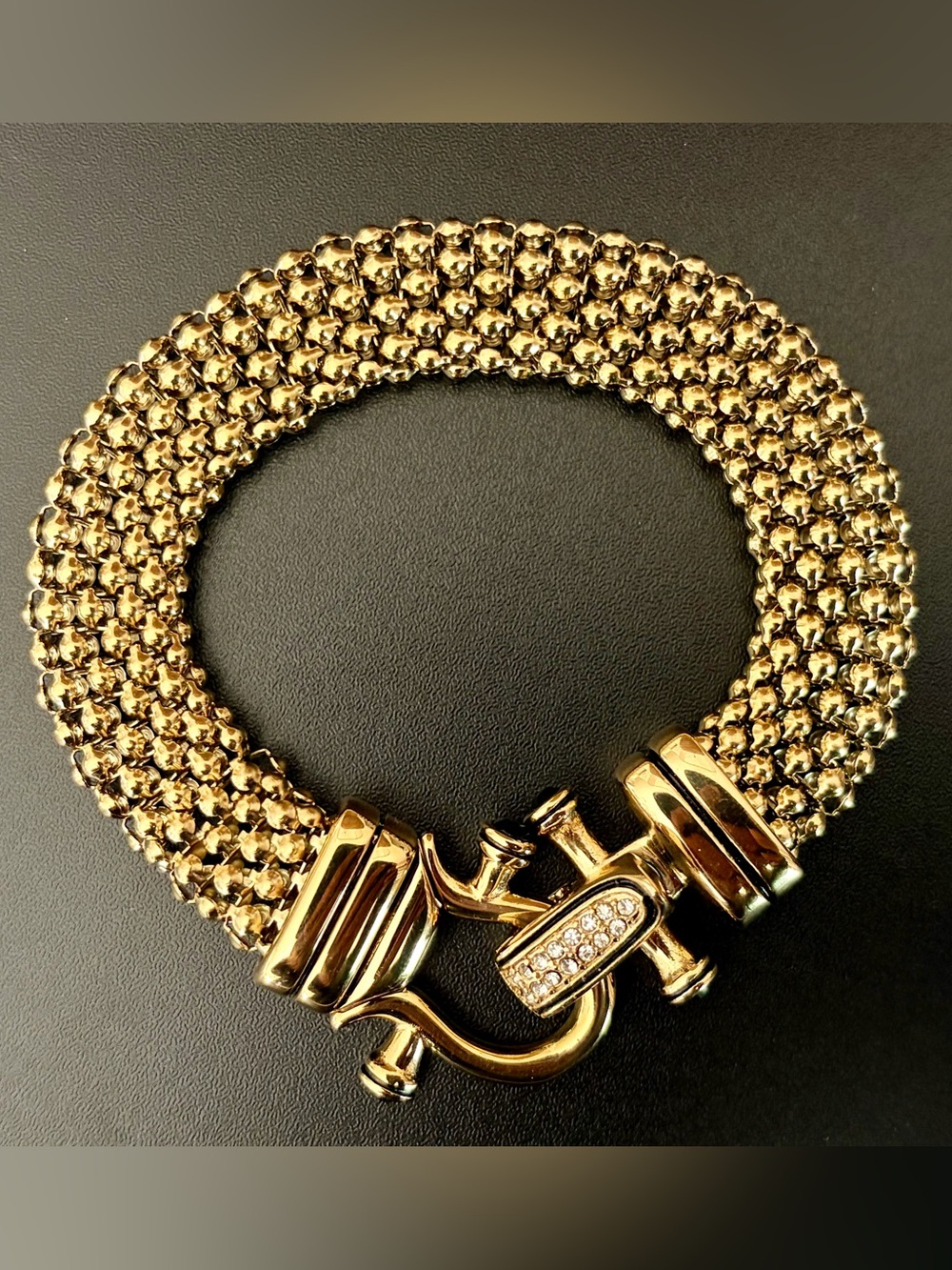 EMMA SKYE GOLD-TONE DSMK STAINLESS STEEL POPCORN MESH BRACELET